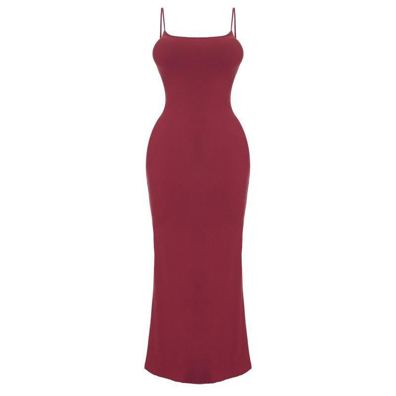 Einfarbiges Bodycon-Kleid mit Spaghettiträgern