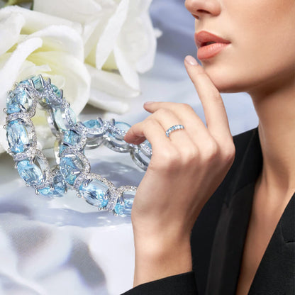 ⏳Begränsad tid 50 % rabatt⏰Full diamant marinblå ring💍