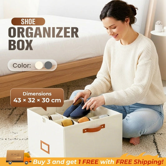 👟 Caixa Organizadora de Sapatos em Tecido – Design Dobrável, Grande Capacidade, À Prova de Poeira e Respirável, Otimiza Espaço para Armário e Quarto 🧺