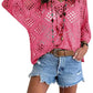 ⏰Último dia de promoção! 50% de desconto!🔥Promoção imperdível: Blusa feminina de crochê bege com decote em V, inspiração boêmia