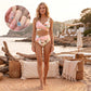 🏖️ Conjunto de biquíni feminino com padrão floral e cintura alta 🌊👙