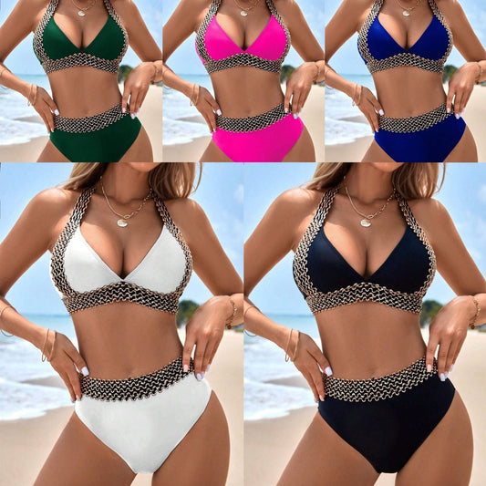 🔥Último dia da promoção: 50% de desconto🔥Maiô feminino sexy com decote em V e estampa ondulada para as férias
