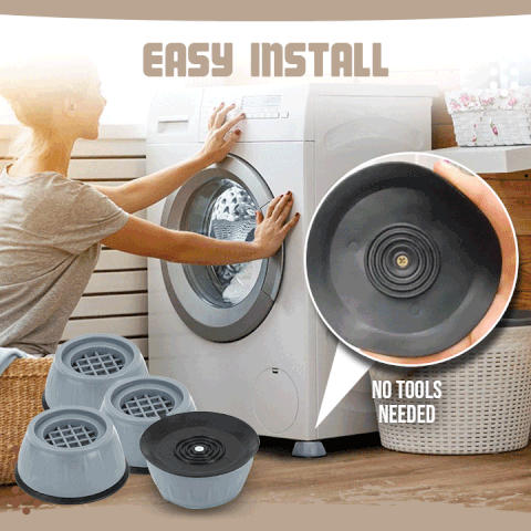 🏡 KÖP 2 FÅ 3! ✨ Ljuddämpande tvättmaskinsfötter - 4-pack av gummi med stabiliserande bas för tyst drift och golvskydd 🔇🧼