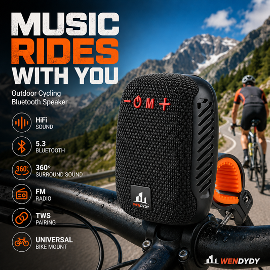 🚴‍♂️🎵 Caixa de som Bluetooth à prova d'água para bicicleta – IPX5, som estéreo TWS, chamadas em modo mãos-livres. Fixação segura, alcance de 70 m. Pedale ao som da sua música! 🔊✨