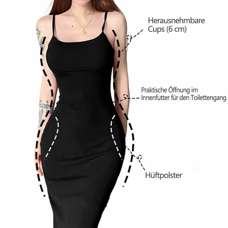 Einfarbiges Bodycon-Kleid mit Spaghettiträgern