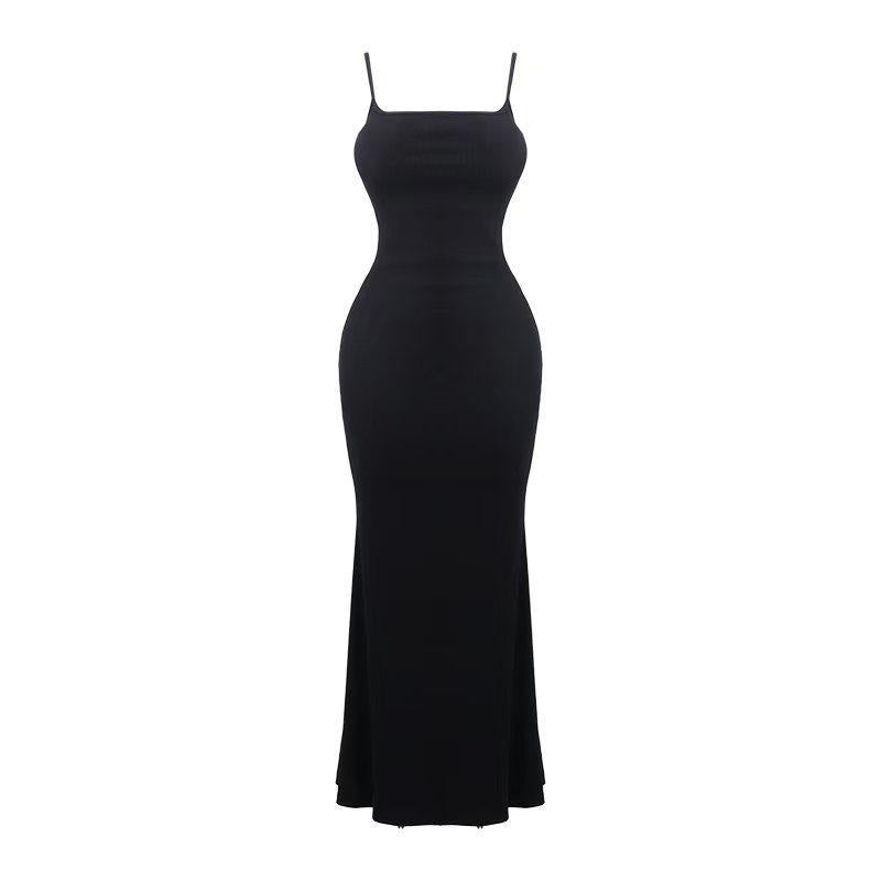 Einfarbiges Bodycon-Kleid mit Spaghettiträgern