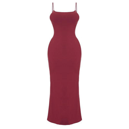 Einfarbiges Bodycon-Kleid mit Spaghettiträgern