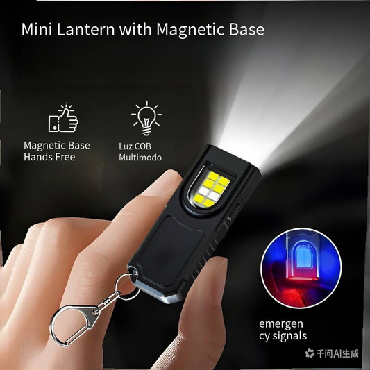 Mini lanterna de chaveiro com base magnética