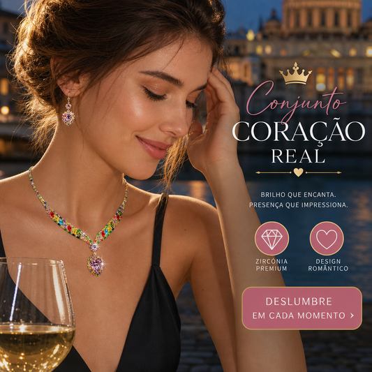 🔥 50% OFF – Conjunto colar + brincos coração cintilante | Presente perfeito, brilho de diamant