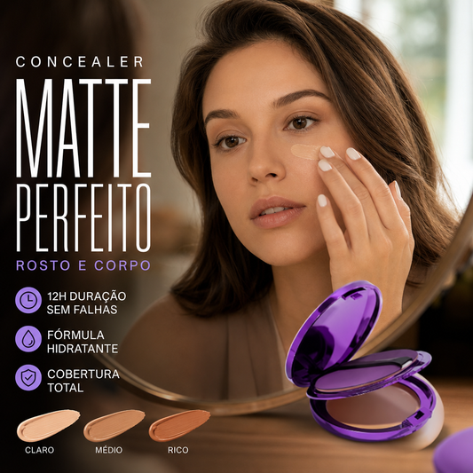 💜 50% DE DESCONTO – ÚLTIMO DIA 💜 Corretivo Matte para Rosto e Corpo | Alta cobertura, acabamento natural & longa duração