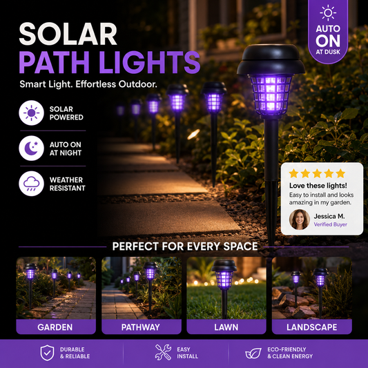 ☀️Luz solar com mata-mosquitos ✨ – Lâmpada de jardim para fixar no solo, mata-insetos UV e luz solar para caminhos🦟🚫