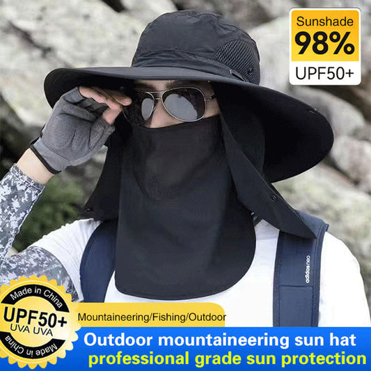 Chapéu de sol profissional para atividades ao ar livre , com aba larga e proteção UPF 50+, design respirável, proteção contra o sol e insetos — a escolha ideal para caminhadas de verão 🥾