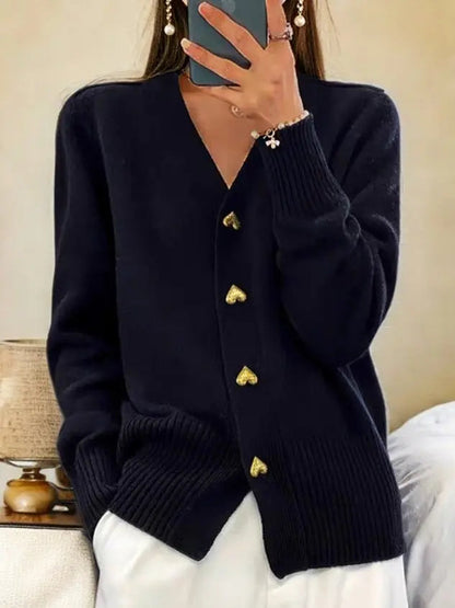 🍂 Early-bird price 50% Rabatt 🍁Damen-Cardigan aus einfarbiger Wolle mit Knöpfen