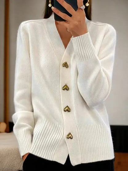 🍂 Early-bird price 50% Rabatt 🍁Damen-Cardigan aus einfarbiger Wolle mit Knöpfen