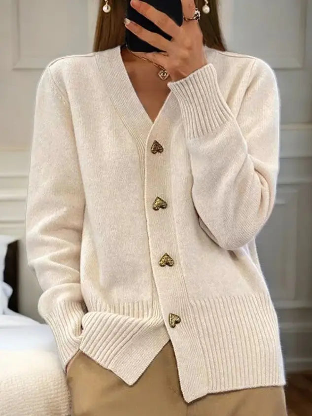 🍂 Early-bird price 50% Rabatt 🍁Damen-Cardigan aus einfarbiger Wolle mit Knöpfen