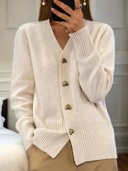 🍂 Early-bird price 50% Rabatt 🍁Damen-Cardigan aus einfarbiger Wolle mit Knöpfen