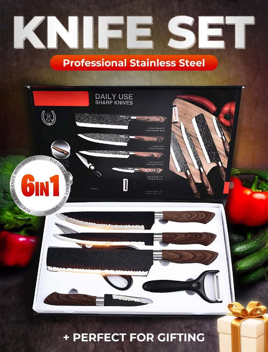 ⏳Oferta Especial por Tempo Limitado⏰ Conjunto de Facas de Chef Profissional Alemãs - Conjunto de 6 Peças