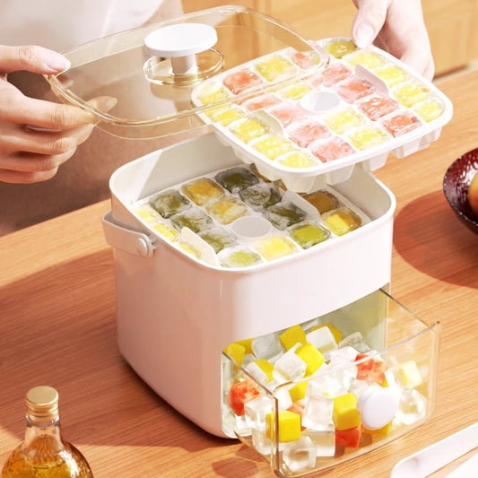 ⛱️DIA DE VERÃO - APENAS €29.99!!⚡MAIS DE 50 MIL VENDIDOS🧊Forma de gelo de 2 camadas com sistema de encaixe e bandeja