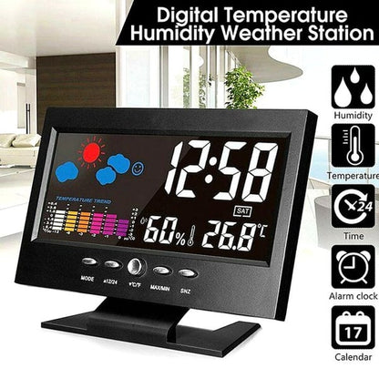 🌡️ 50% RABATT NU! ✨ Digital LED Temperatur- & Fuktighetsmonitor - Väderprognos med Väckarfunktion för Hemmet eller Kontoret 📊⏰