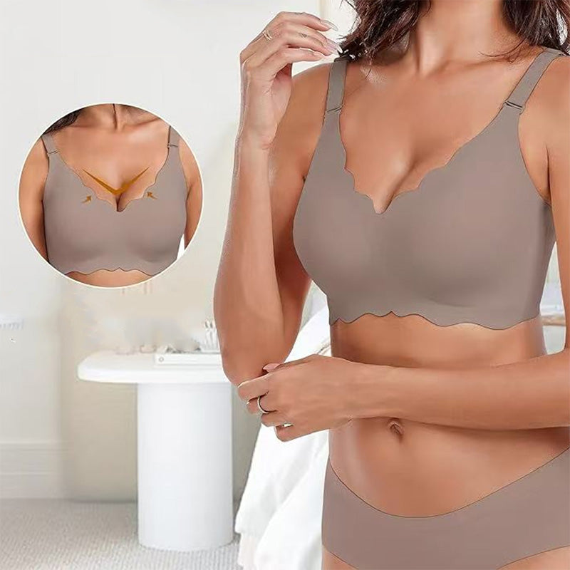 Nahtloser Push-up-BH mit tiefem V-Ausschnitt und ohne Bügel