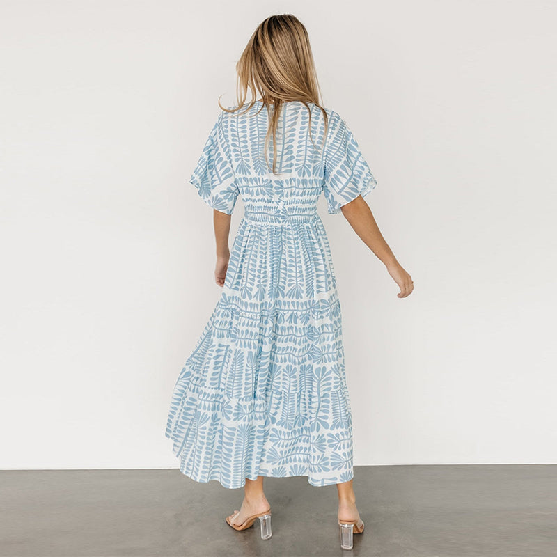 Damen fließendes A-Linien-Kleid mit V-Ausschnitt