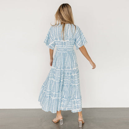 Damen fließendes A-Linien-Kleid mit V-Ausschnitt