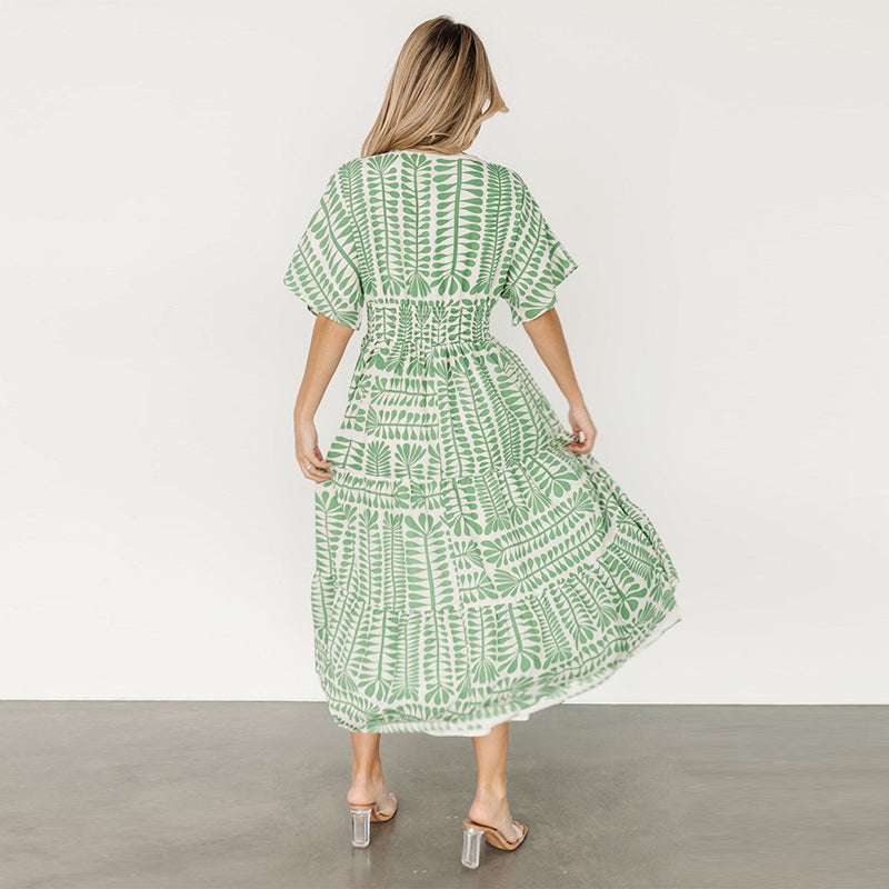 Damen fließendes A-Linien-Kleid mit V-Ausschnitt
