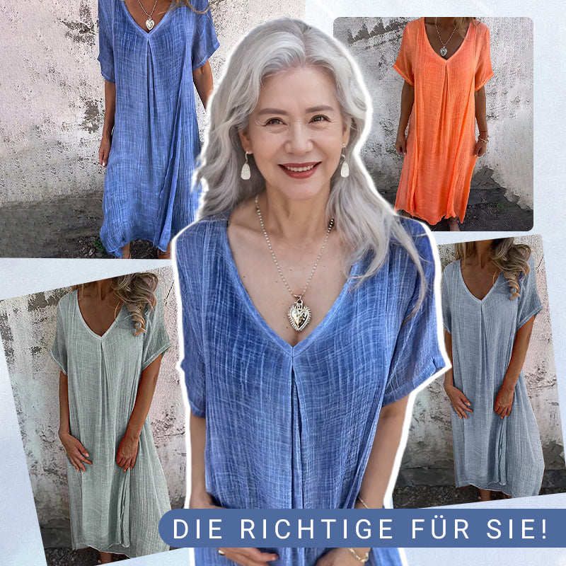 Locker geschnittenes Maxikleid mit V-Ausschnitt für Damen