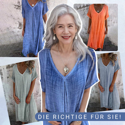 Locker geschnittenes Maxikleid mit V-Ausschnitt für Damen