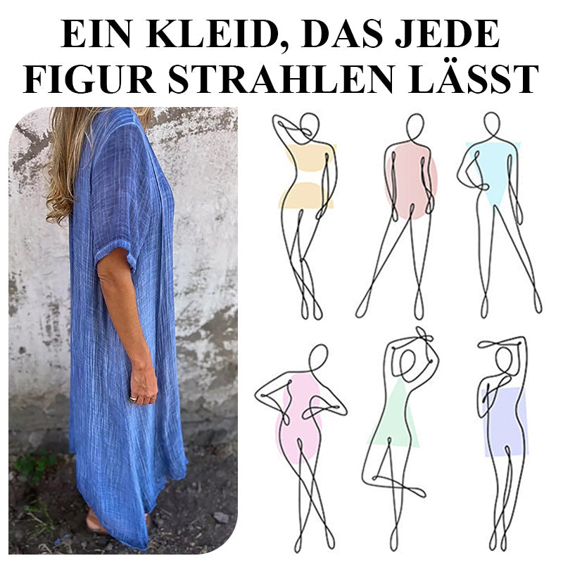 Locker geschnittenes Maxikleid mit V-Ausschnitt für Damen