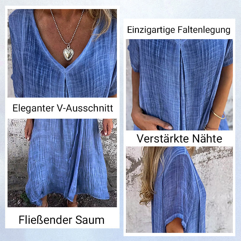 Locker geschnittenes Maxikleid mit V-Ausschnitt für Damen