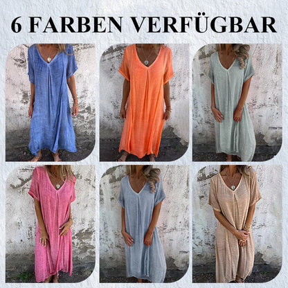Locker geschnittenes Maxikleid mit V-Ausschnitt für Damen