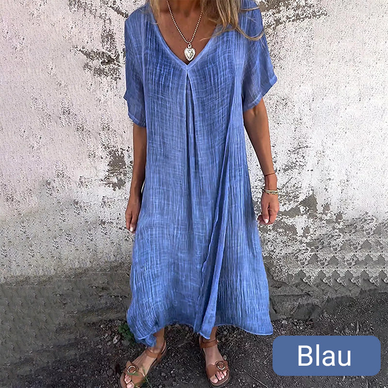 Locker geschnittenes Maxikleid mit V-Ausschnitt für Damen
