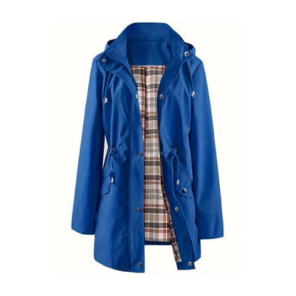 Mittellange Windjacke mit Kapuze, Tunnelzug und Reißverschluss