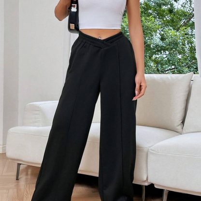 Lässige, lange Damenhose mit weitem Bein