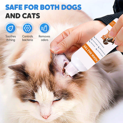 COMPRE 2 E GANHE 1 GRÁTIS!  Limpador de orelhas para animais de estimação - Fórmula suave com aloe vera calmante para cães e gatos, previne infeções e odores