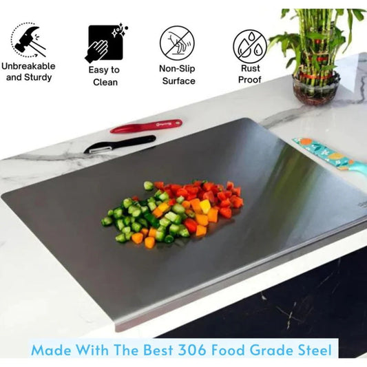 🔪✨🍽️  Promoção -50% ! Plancha de corte em aço inoxidável – higiénica, anti-derrapante e lavável à lava-louça
