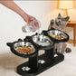 🐾 Comedouro elevado antiderrapante com 3 tigelas para animais de estimação! 🍲🐶🐱