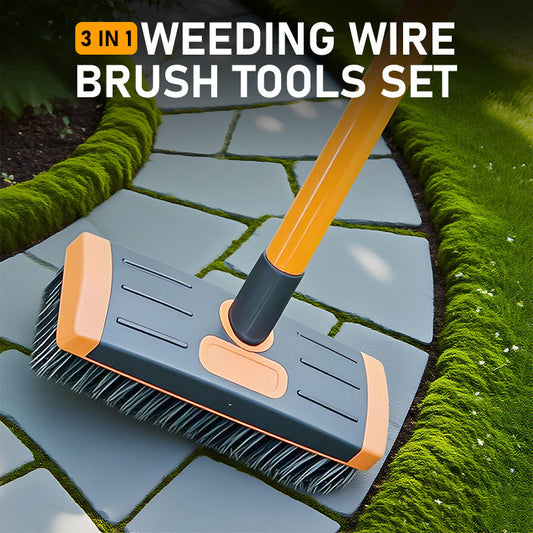 🧹 Conjunto de 3 escovas de arame para capinar – Perfeito para pátios, calçadas e caminhos de jardim 🏡