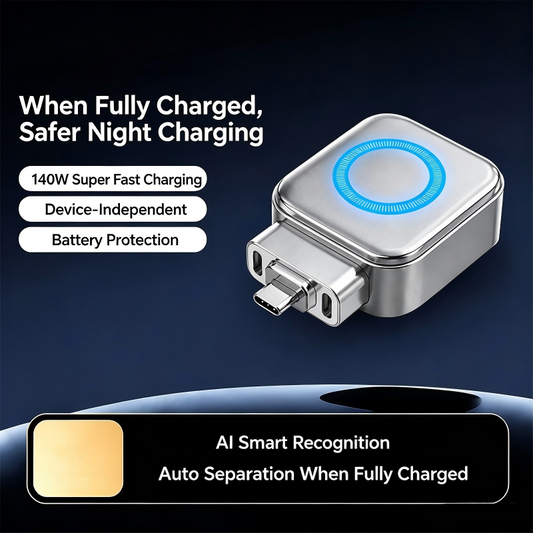 🌞Promoção de Verão: 50% de desconto!⚡Carregador Super Rápido de 140W com Desligamento Automático por IA – USB-C PD3.1 – Proteção Inteligente da Bateria – Universal para iPhone, MacBook e Tablets