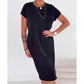🌸 50% DE DESCONTO AGORA! 🌸Vestido-camiseta para mulher – Macio, com bolsos, comprimento midi descontraído👗