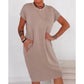 🌸 50% DE DESCONTO AGORA! 🌸Vestido-camiseta para mulher – Macio, com bolsos, comprimento midi descontraído👗