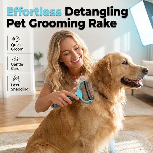 🐾 Rastelo de dupla face para animais de estimação – Ideal para animais com grande queda de pelo, funciona em todos os tipos de pelagem 🐕🐈