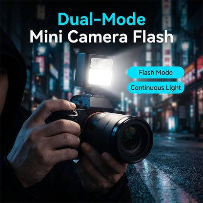 📸 OFERTA POR TEMPO LIMITADO: 50% DE DESCONTO! ✨ Flash de bolso para câmera – Modo duplo, encaixe na sapata, recarga USB-C ⚡