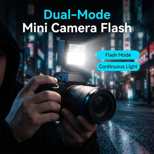 📸 OFERTA POR TEMPO LIMITADO: 50% DE DESCONTO! ✨ Flash de bolso para câmera – Modo duplo, encaixe na sapata, recarga USB-C ⚡