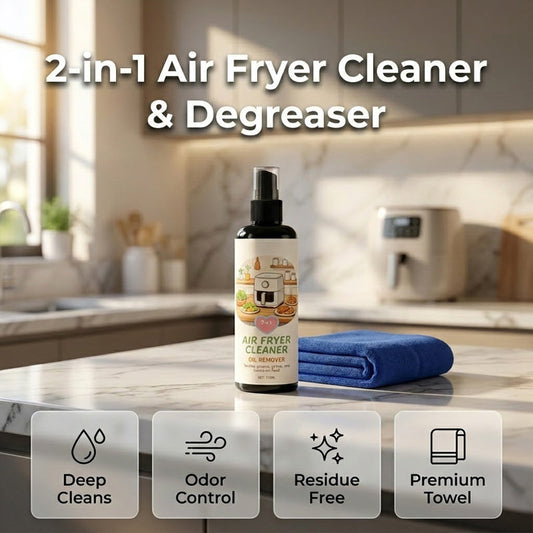 🔥 Promoção com 50% de desconto! ✨ Spray 2 em 1 para limpeza e desengorduramento de fritadeiras sem óleo