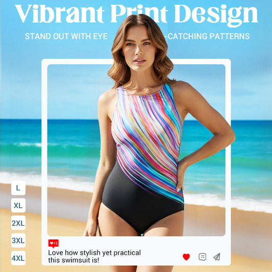 Maiô feminino estampado de uma peça