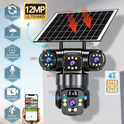Câmera de segurança multiângulo alimentada por energia solar☀️