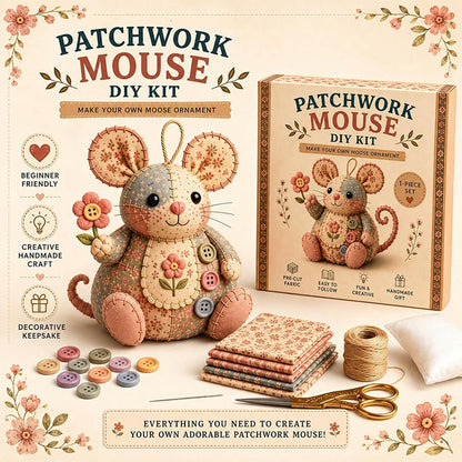 🎁2026 Novidade com 50% de DESCONTO💥【Promoção】Kit de costura DIY para rato em patchwork | Completo com tecidos e enchiment
