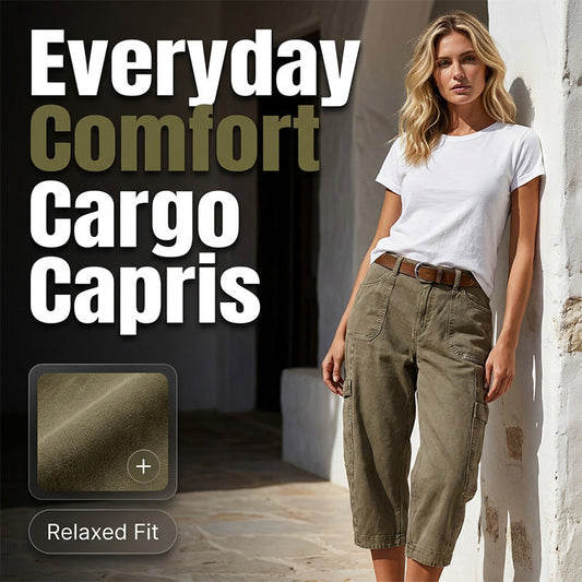 🎁Novidades de 2026 com 50% de desconto💥Calças Capri Cargo Femininas Casuais e Relaxadas – Bolsos Utilitários, Respiráveis, Modelagem Relaxada ✨